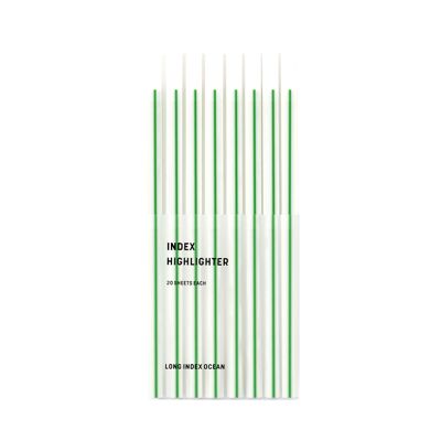 Larga Línea Verde | Pestañas de notas adhesivas largas | Cinta transparente | Tiras adhesivas largas para marcar texto.