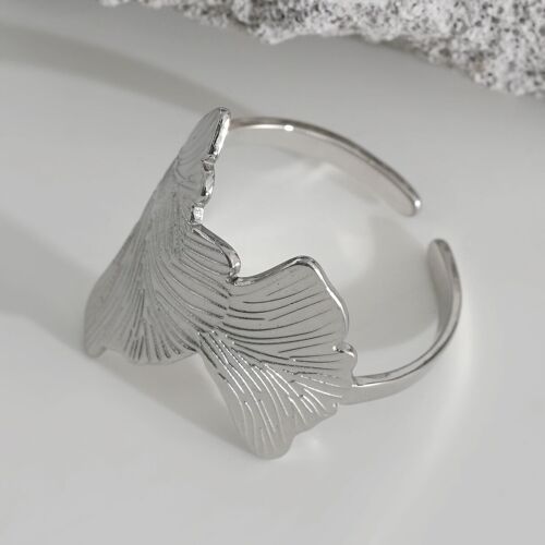 Bague argentée fleur de ginkgo