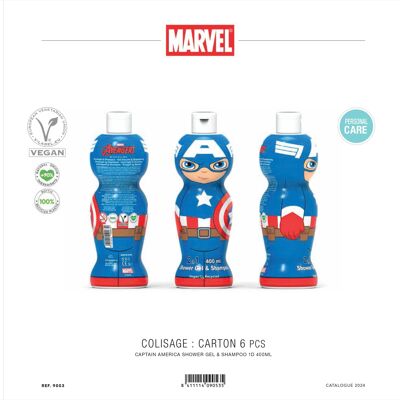 Captain America lizenziertes Duschgel und Shampoo 400 ml