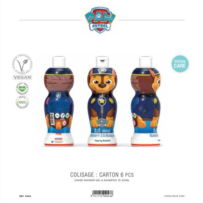 Paw Patrol - Gel doccia e shampoo Chase con licenza 400 ml