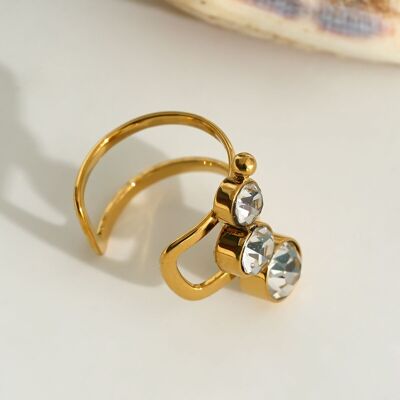 Gioiello earcuff in oro con tre ossidi di zirconio