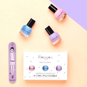 Coffret 3 vernis Flamingo x Givré x Lavande + lime à ongles 2