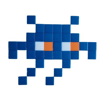 Mosaikbausatz „Fliegender Pixman“ blau – Space Invader