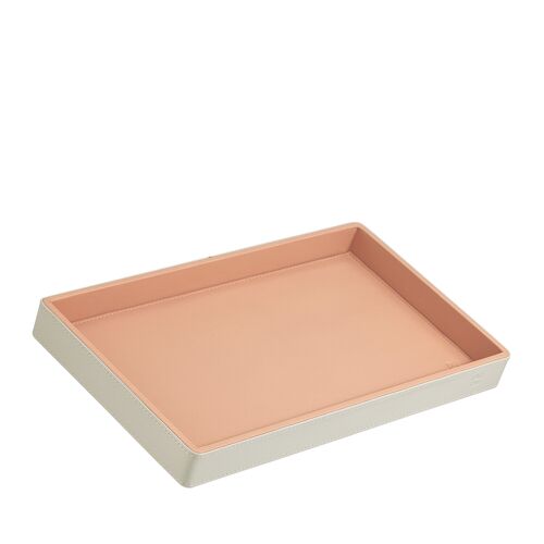 DUDU Wooden decorative tray in leather pearl-blush rose