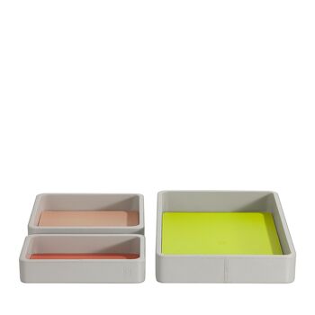 DUDU Set de rangement de plateau de voiturier en cuir multicolore perle-citron vert 1