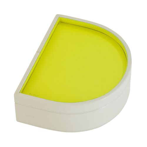DUDU Small double leather valet tray D shape pearl-lime