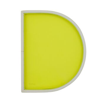 DUDU Petit plateau de voiturier double en cuir forme D perle-citron vert 2