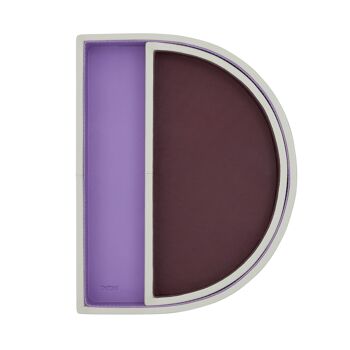 DUDU Grand vide-poche double en cuir forme D perle-lilas 2