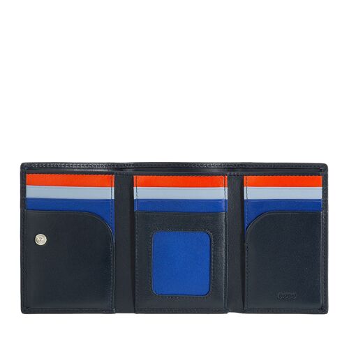 DUDU Small men's leather wallet trifold navy