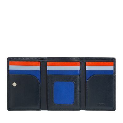 DUDU Portafoglio piccolo da uomo in pelle trifold navy