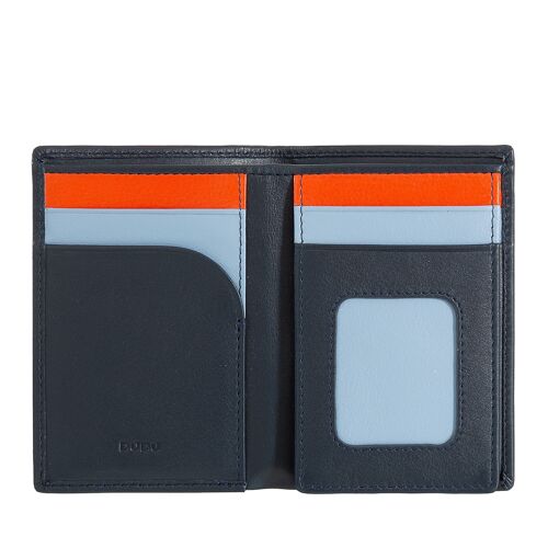 DUDU Small men's leather wallet with flap navy