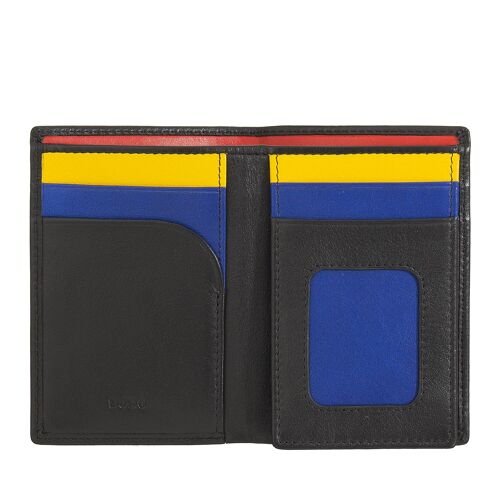 DUDU Small men's leather wallet with flap black