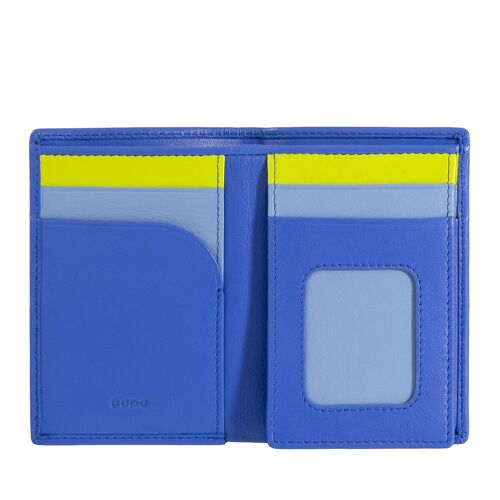 DUDU Small men's leather wallet with flap cornflower blue