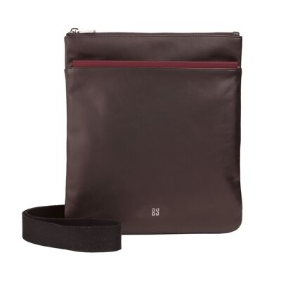 DUDU Sac bandoulière homme en cuir bordeaux