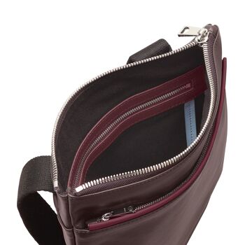 DUDU Sac bandoulière homme en cuir bordeaux 4