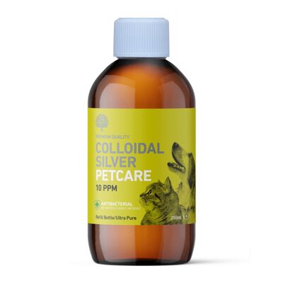 Flacone PetCare in argento colloidale cristallino da 10 ppm da 250 ml