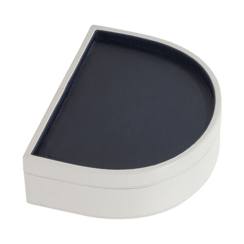 DUDU Small double leather valet tray D shape pearl-navy