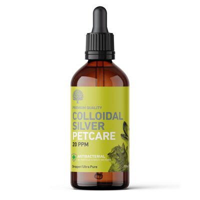 Flacone contagocce PetCare in argento colloidale potenziato da 20 ppm, 100 ml