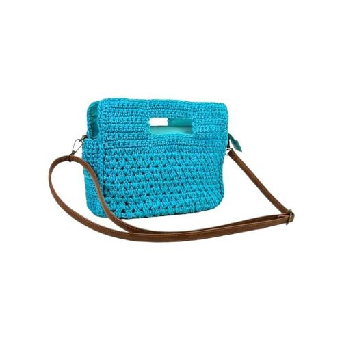 Bolso Bandolera Nylon & Ganchillo de Mujer con 2 Asas Cortas