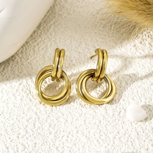 Boucles d'oreilles anneaux pendants dorés