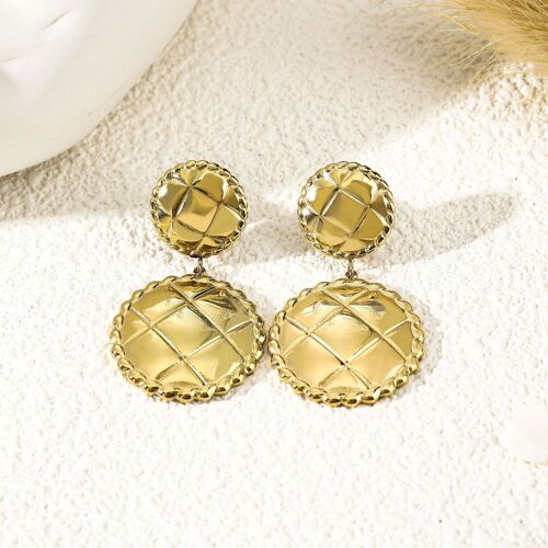 Boucles d'oreilles double cercle effet tissu tweed