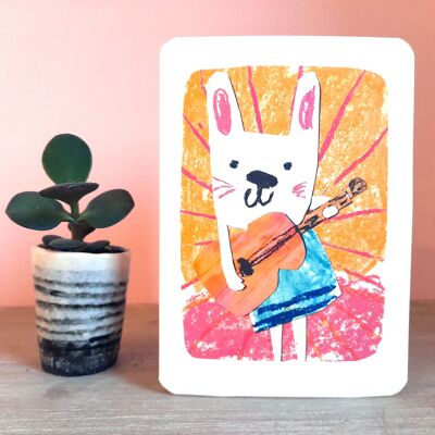 Carte Lapin Guitare