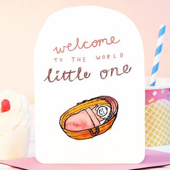Carte de bienvenue pour bébé rose Little One