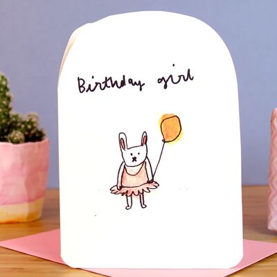 Carte de lapin de fille d'anniversaire