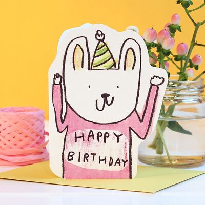 Carte d'anniversaire découpée en forme de lapin