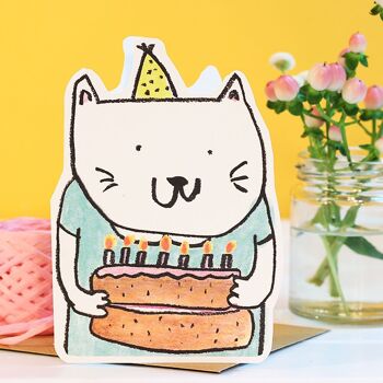 Carte d'anniversaire de chat découpée