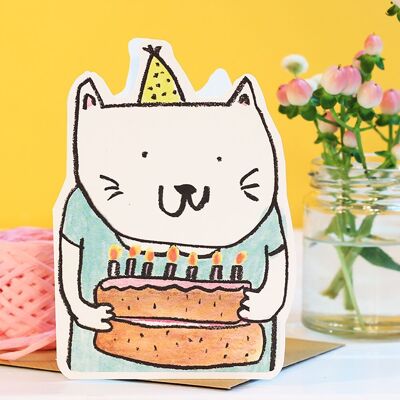 Tarjeta de cumpleaños de gato recortada