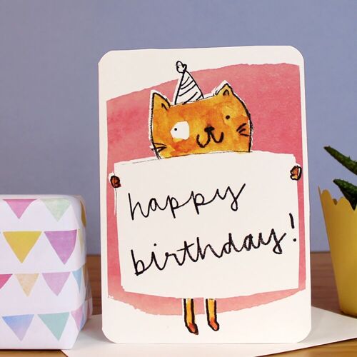 Cat Poster Happy Birthday Card