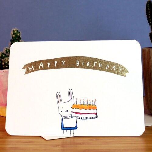 Gold Bunny Cake Card