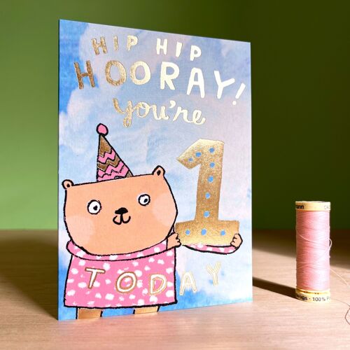One Today! Gold Birthday Card