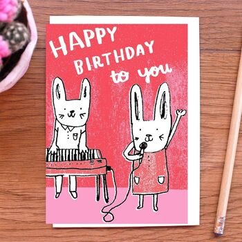 Joyeux anniversaire à toi! Carte d'anniversaire Bunny Duo