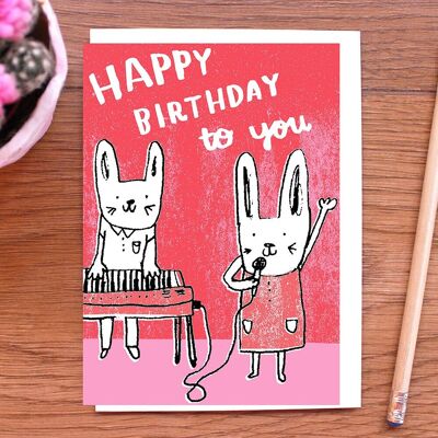 ¡Feliz cumpleaños! Tarjeta de cumpleaños del dúo de conejitos