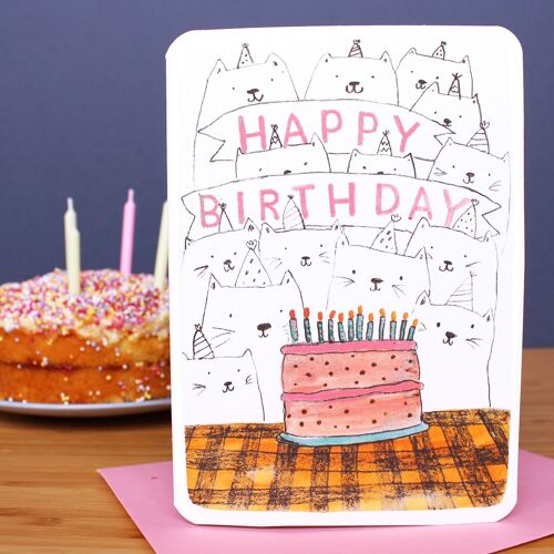 Cats And Cake Birthday Card