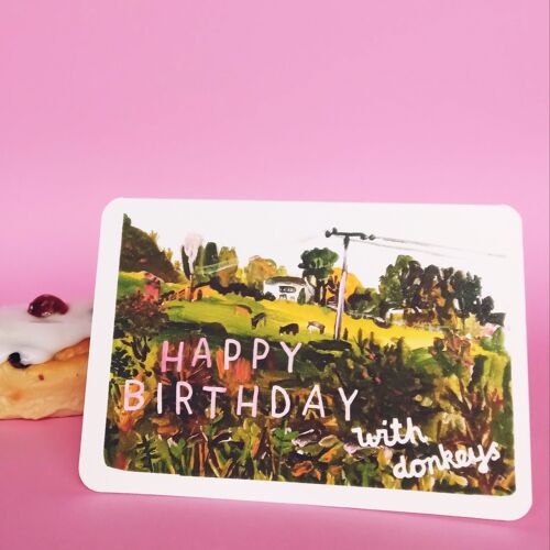 Happy Birthday With Donkeys Card