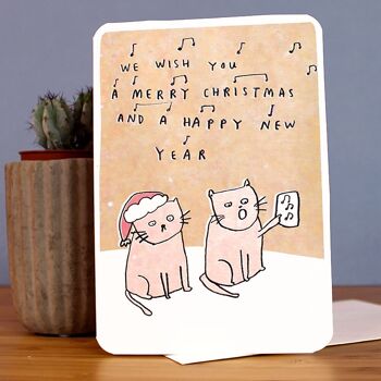 Carte de Noël Carol chantant des chats