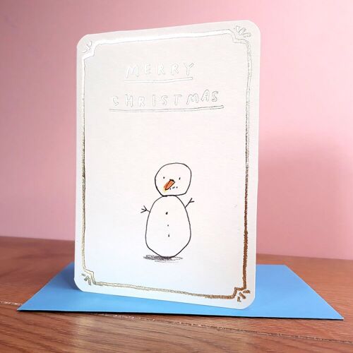 Gold Snowman Christmas Card