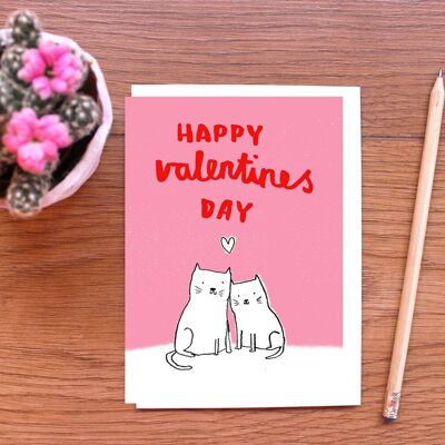 Tarjeta de amor de gatos feliz día de San Valentín