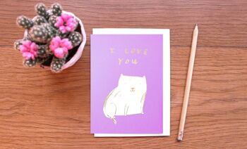 Je t'aime carte d'amour de Valentine de chat d'or