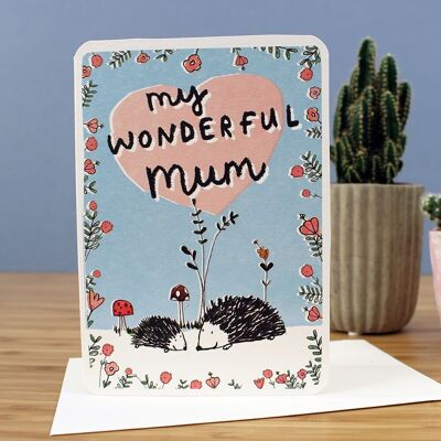 Tarjeta del día de la madre de Wonderful Mum Hedgehogs