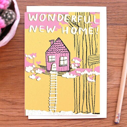 Wonderful New Home Gold Housewarming Card