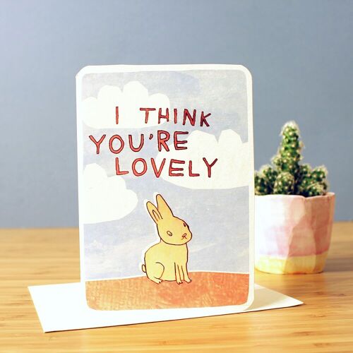 I Think You’re Lovely Bunny Valentine Card