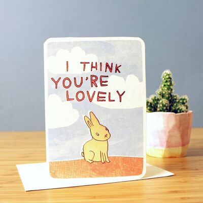 Je pense que tu es une jolie carte de Saint-Valentin en forme de lapin