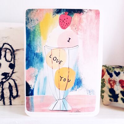 Ich liebe dich Eisbecher Valentinstag Liebeskarte