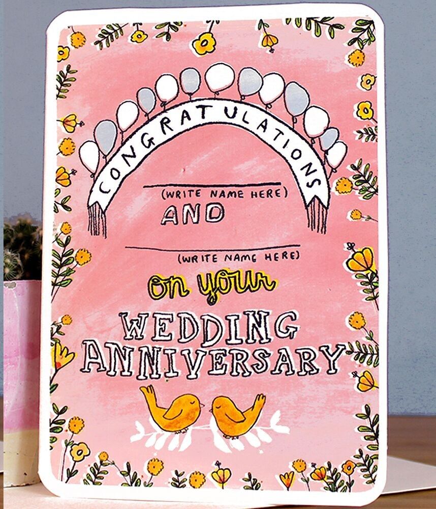 Tarjeta de aniversario de boda (inserte sus propios nombres)