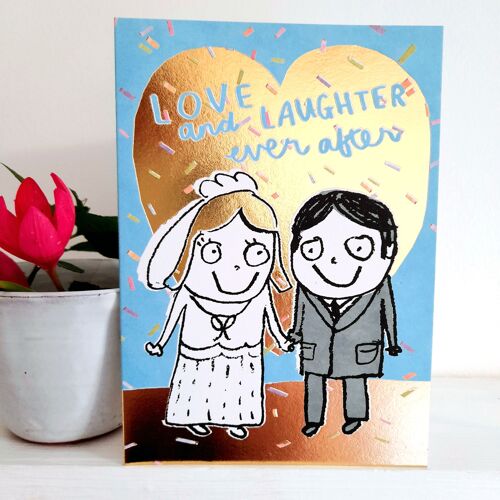 Love and Laughter Gold Wedding Card