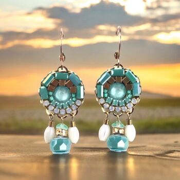 Boucles d'oreilles OCEAN en acier plaqué or 18 carats et cristaux 3